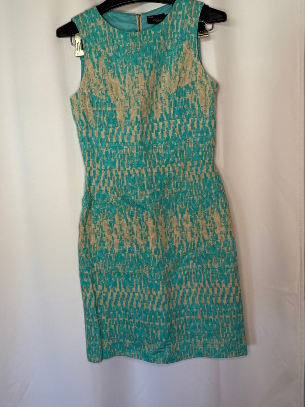 Just...Taylor Teal Sleeveless Midi Sheath Dress